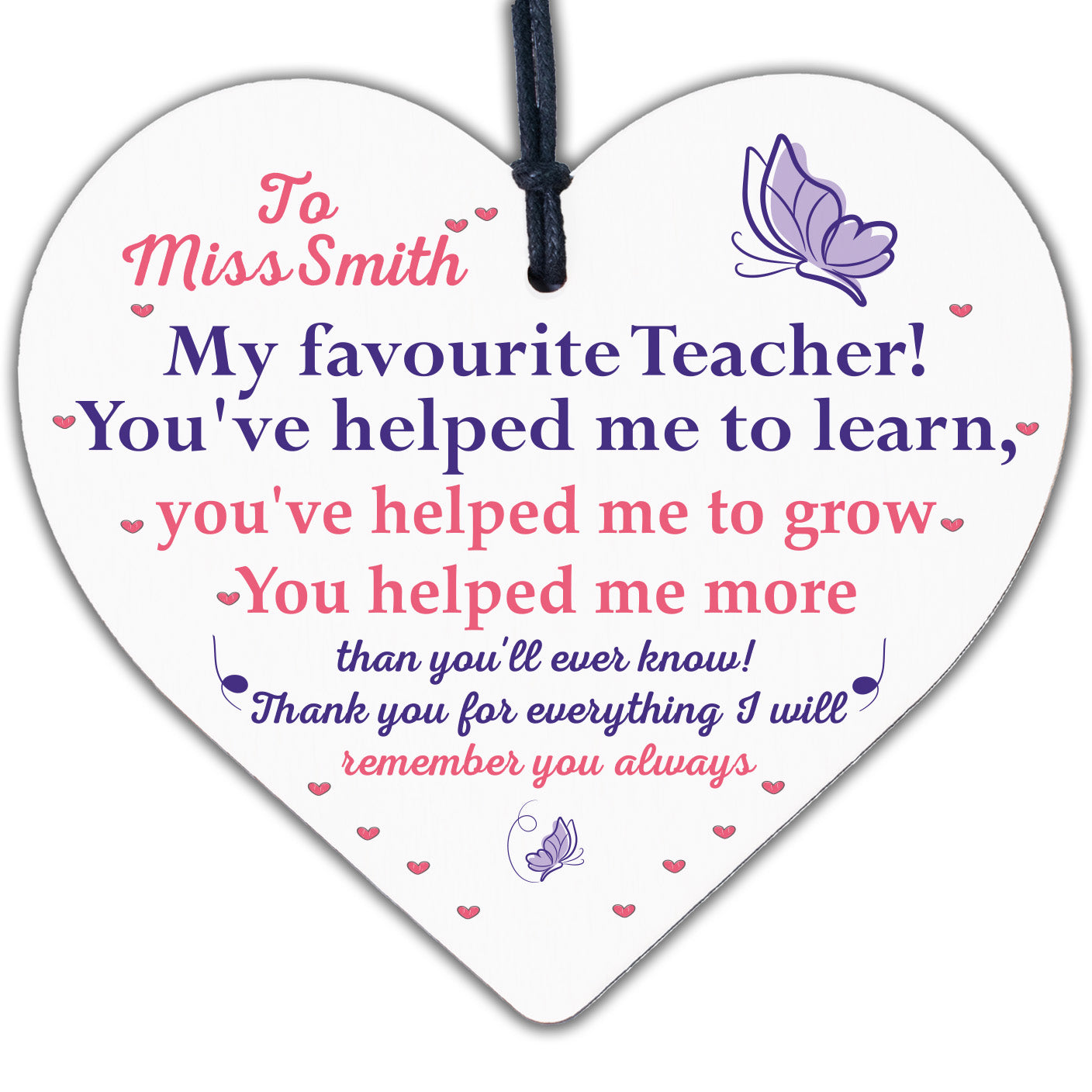 Teacher Gifts Wooden Heart Thank You Gift For Teacher Assistant Mentor Gift