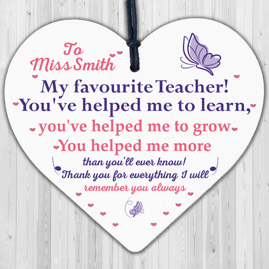 Teacher Gifts Wooden Heart Thank You Gift For Teacher Assistant Mentor Gift