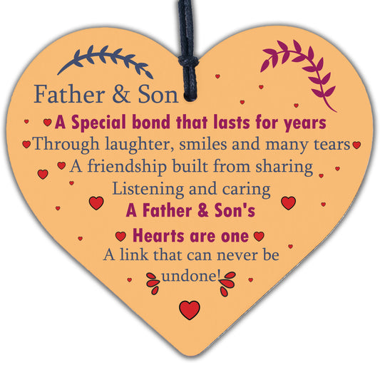 Father And Son Gifts Wood Heart Son Birthday Gifts From Dad 16th 18th 21st