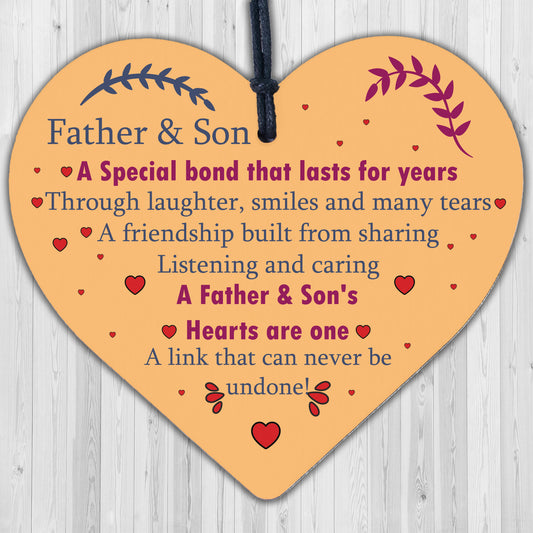 Father And Son Gifts Wood Heart Son Birthday Gifts From Dad 16th 18th 21st