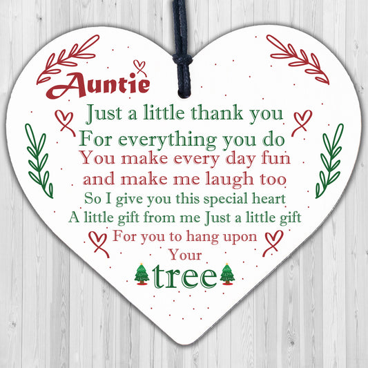 Handmade Auntie Gift Wooden Heart Thank You Plaque Gift From Niece Nephew