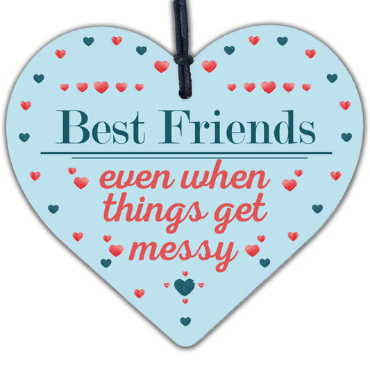 Novelty Friendship Sign Funny Best Friend Plaque Wooden Heart Thank You Gift