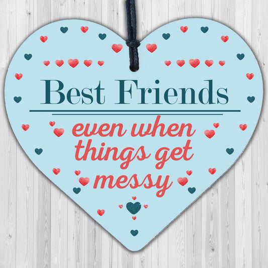 Novelty Friendship Sign Funny Best Friend Plaque Wooden Heart Thank You Gift