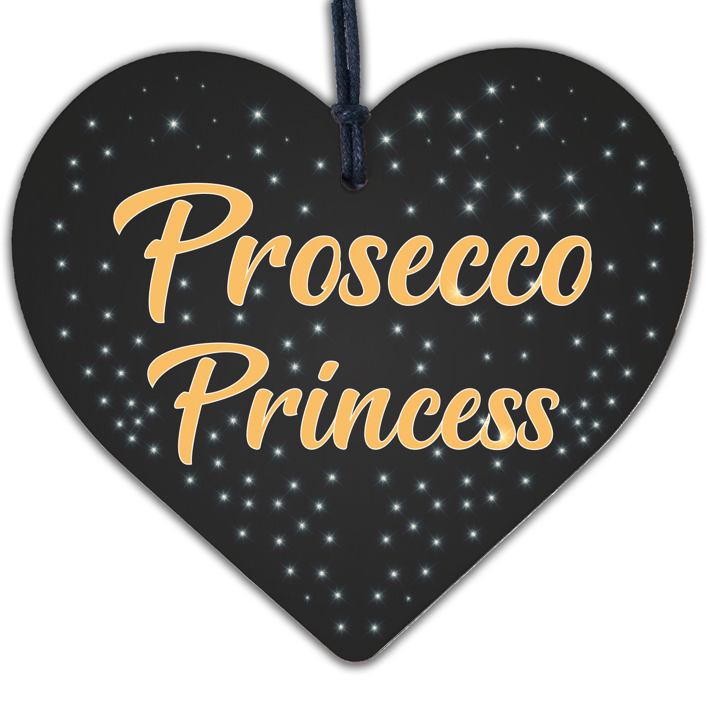 Prosecco Princess Wooden Hanging Heart Alcohol Joke Sign Bottle Topper Plaque