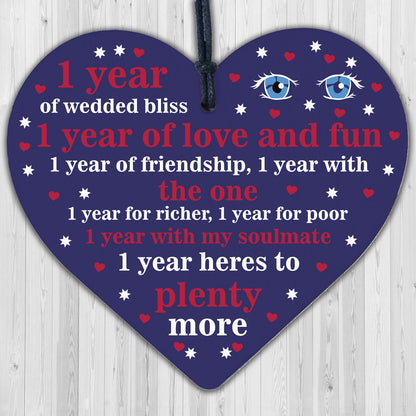 1st Wedding Anniversary 1 Year Gift Handmade Wooden Heart First Wedding Gifts