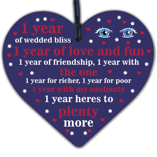 1st Wedding Anniversary 1 Year Gift Handmade Wooden Heart First Wedding Gifts