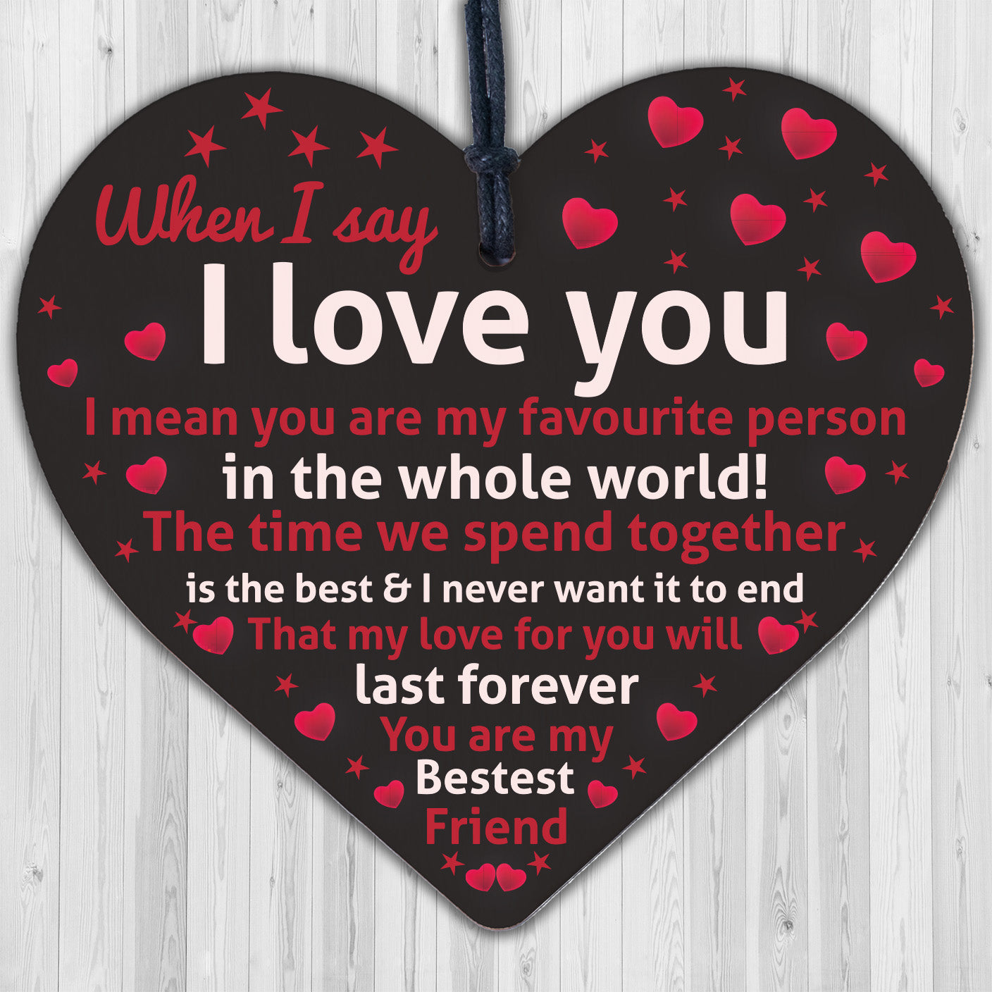 I Love You Heart Romantic Anniversary Valentines Day Gift For Husband Wife Sign