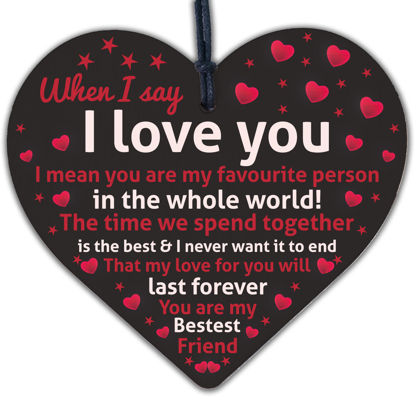 I Love You Heart Romantic Anniversary Valentines Day Gift For Husband Wife Sign