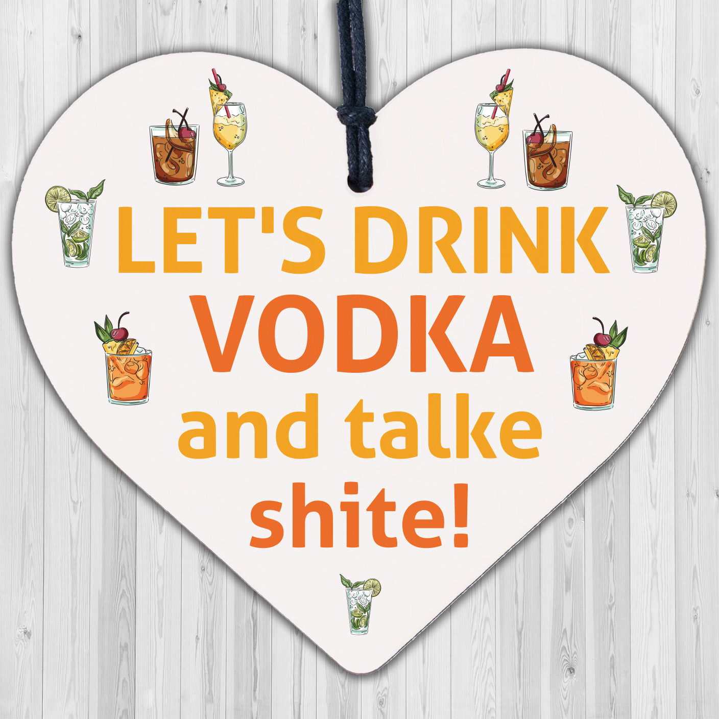 Vodka Novelty Funny Wood Heart Sign Alcohol Home Bar Friendship Gift Plaque