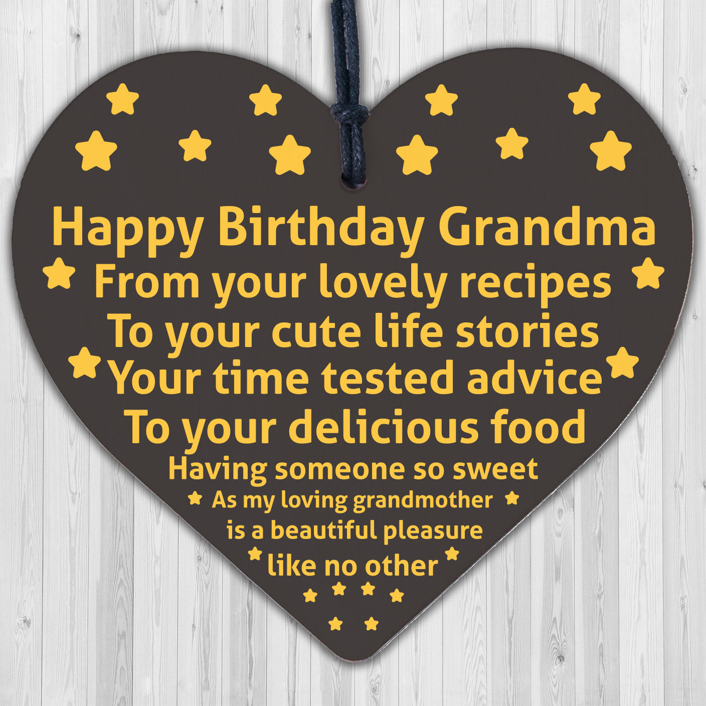 Happy Birthday Grandma Wood Heart Gran Nan Special Grandson Granddaughter Gifts