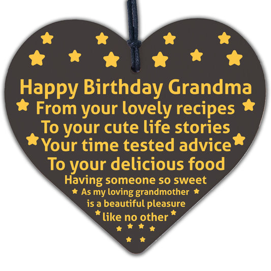 Happy Birthday Grandma Wood Heart Gran Nan Special Grandson Granddaughter Gifts