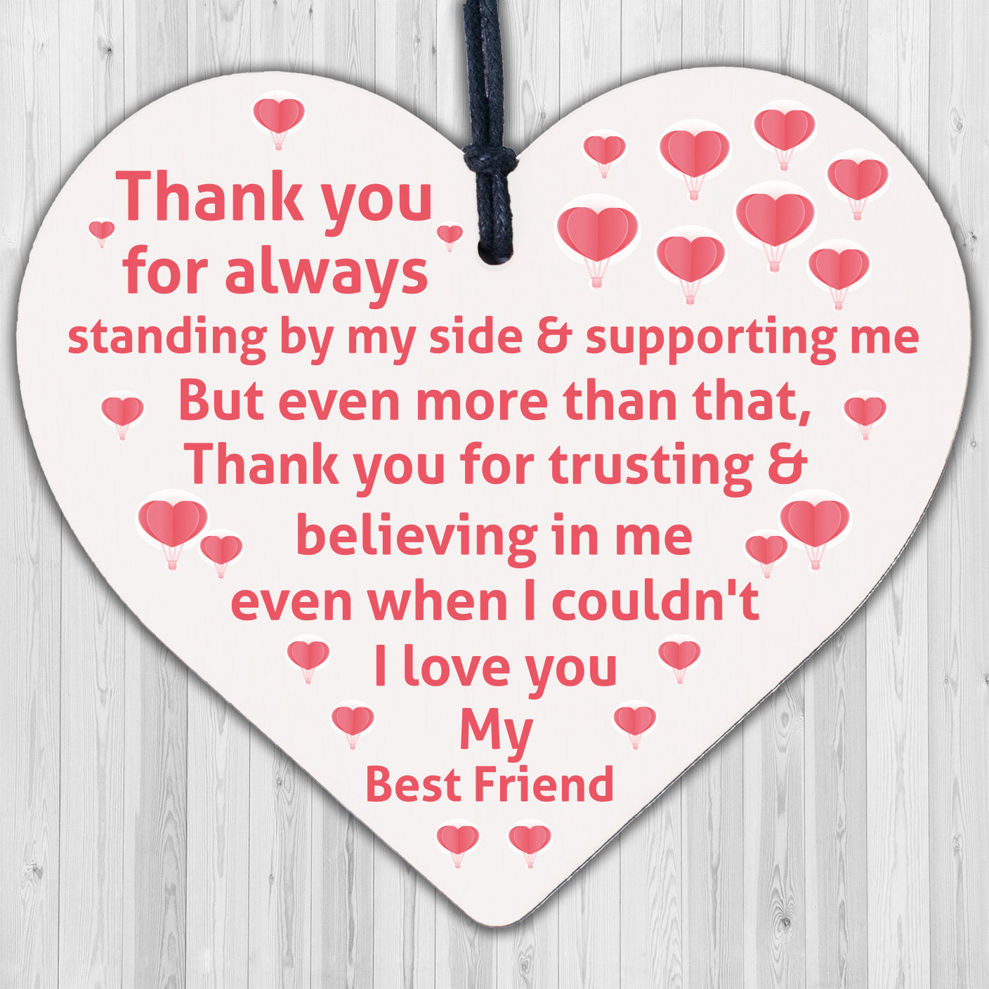 Love You Friendship Sign Best Friend Wooden Heart Birthday Plaque Thank You Gift