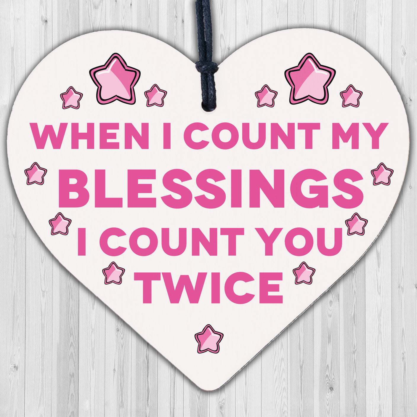 Blessings Count You Twice Wooden Hanging Heart Plaque Friendship Love Gift Sign