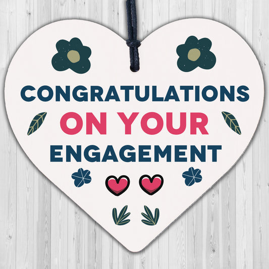 Congratulations On Your Engagement Wooden Hanging Heart Plaque Wedding Gift Sign