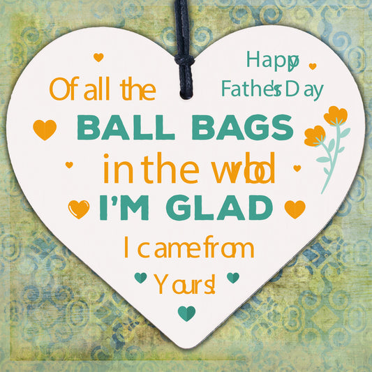 Fathers Day Gift Card For Dad Funny Fathers Day Card Novelty Wooden Heart Gift