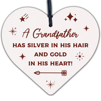 Grandfather Grandad Gifts Novelty Wood Heart Gift For Birthday Fathers Day