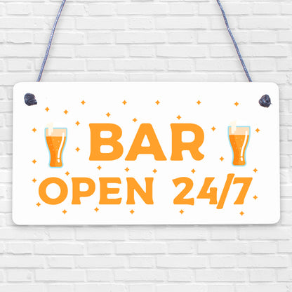 Bar Sign Pub Club Home Bar Open Display Hanging Plaque Kitchen Friendship Gift