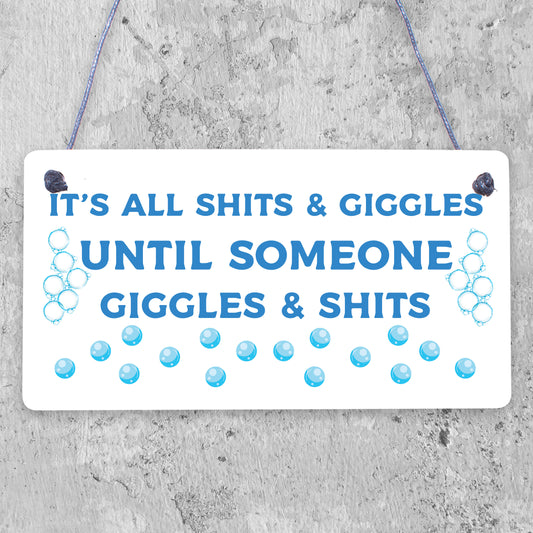 Funny Hot Tub Plaque SH!TS GIGGLES Sign Hanging Garden Summerhouse Sign