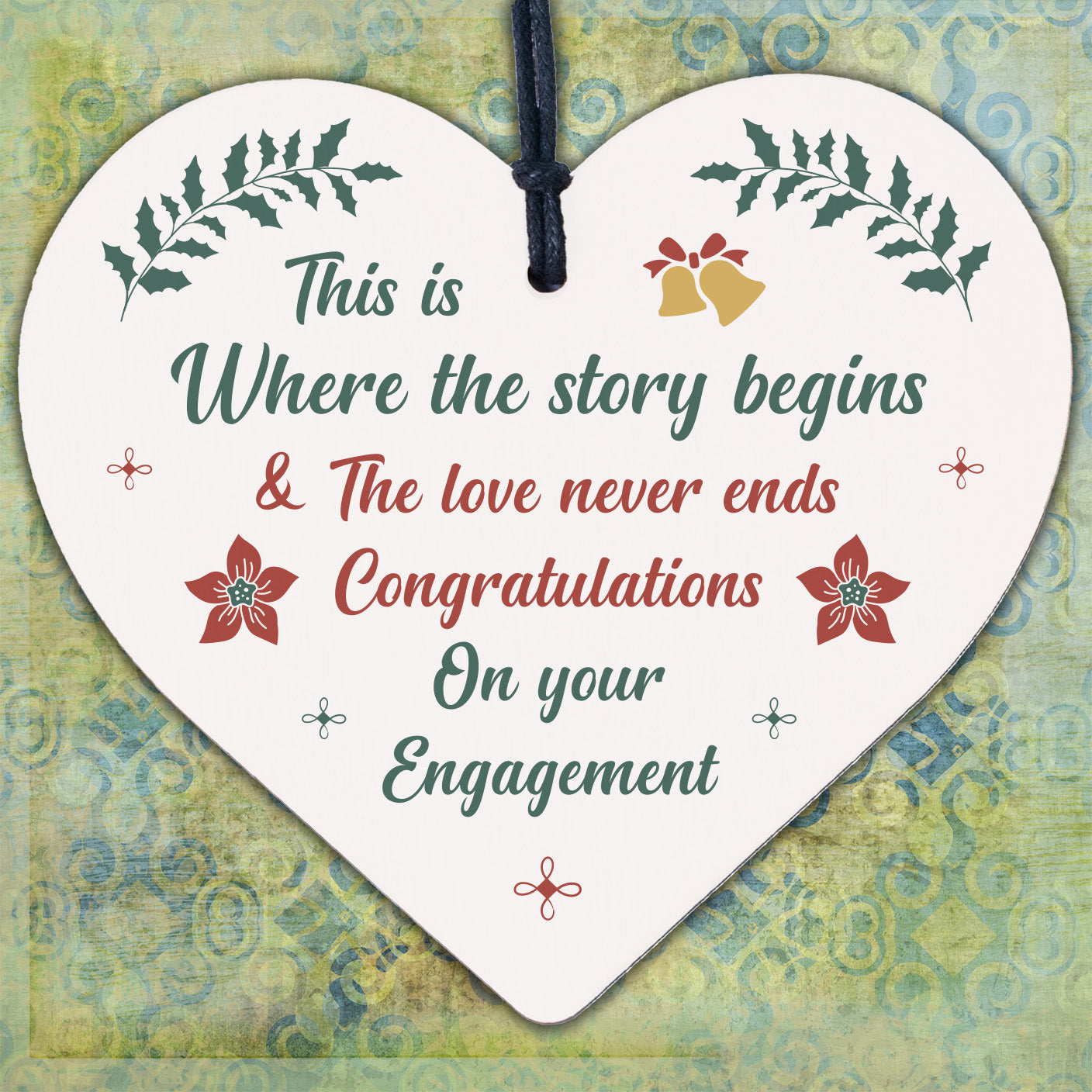 Congratulations On Your Engagement Mr &amp; Mrs Wedding Gift Wooden Heart Plaque