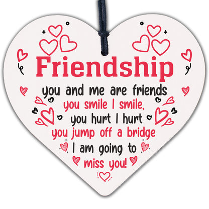 Handmade Friendship Sign Wooden Heart Best Friend Thank You Birthday Gift Plaque