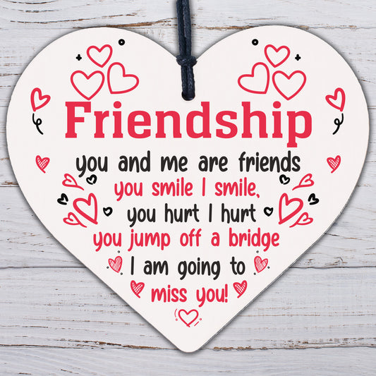 Handmade Friendship Sign Wooden Heart Best Friend Thank You Birthday Gift Plaque