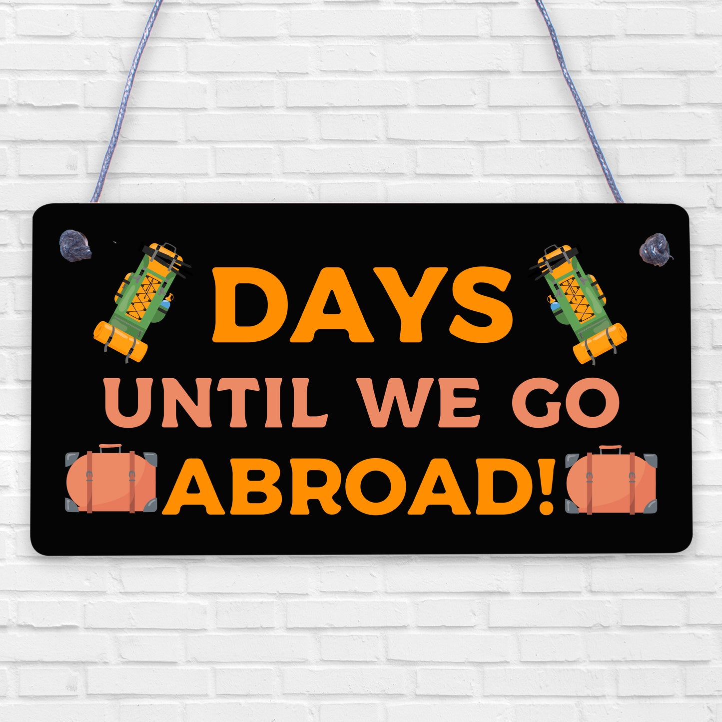 Chalkboard Holiday Countdown Abroad USA New York Turkey Spain Hanging Plaque