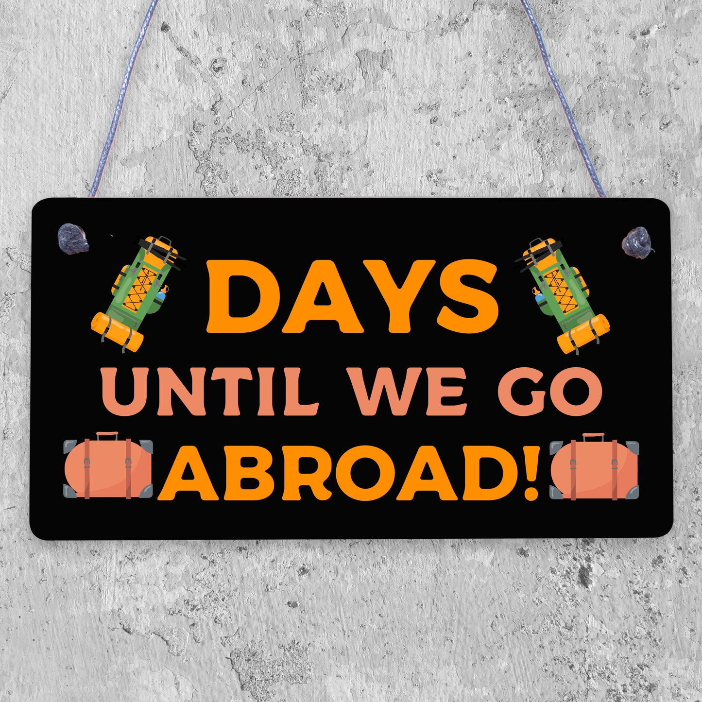 Chalkboard Holiday Countdown Abroad USA New York Turkey Spain Hanging Plaque