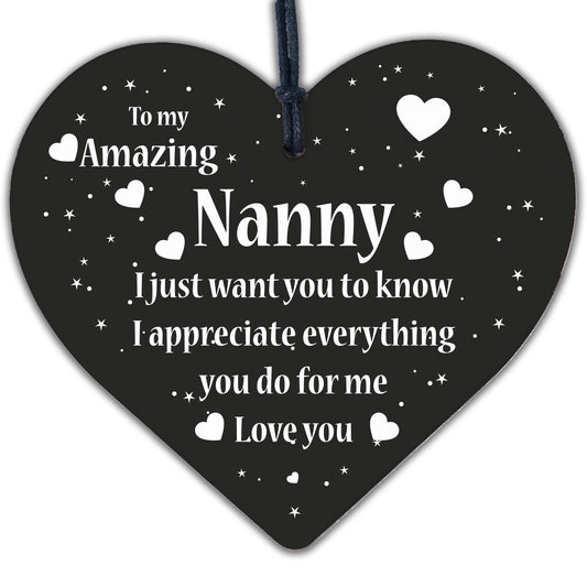 Nanny Gift For Birthday Christmas Wooden Heart Gift For Her From Grandchildren