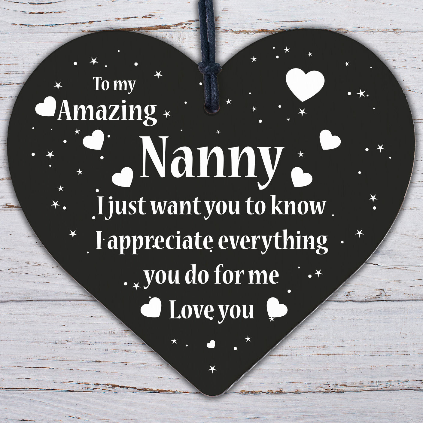 Nanny Gift For Birthday Christmas Wooden Heart Gift For Her From Grandchildren