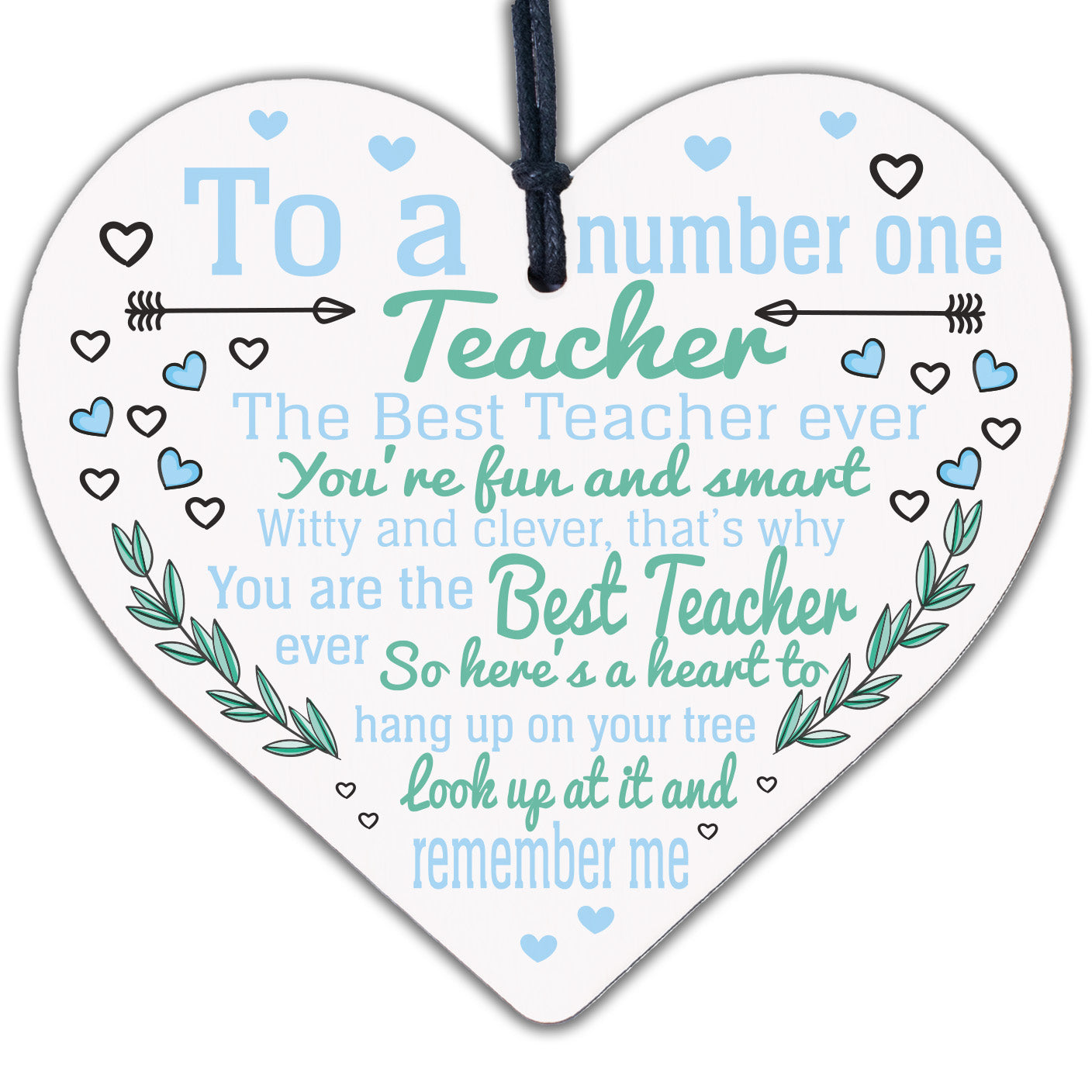 Teacher Gift Wooden Heart Number One Teacher Assistant Thank You Leaving Gift