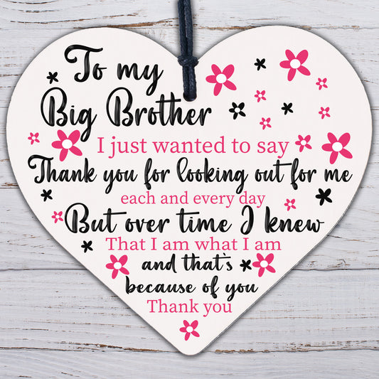 Gifts For Brother Wooden Heart Thank You Birthday Christmas Bro Sis Gift For Him