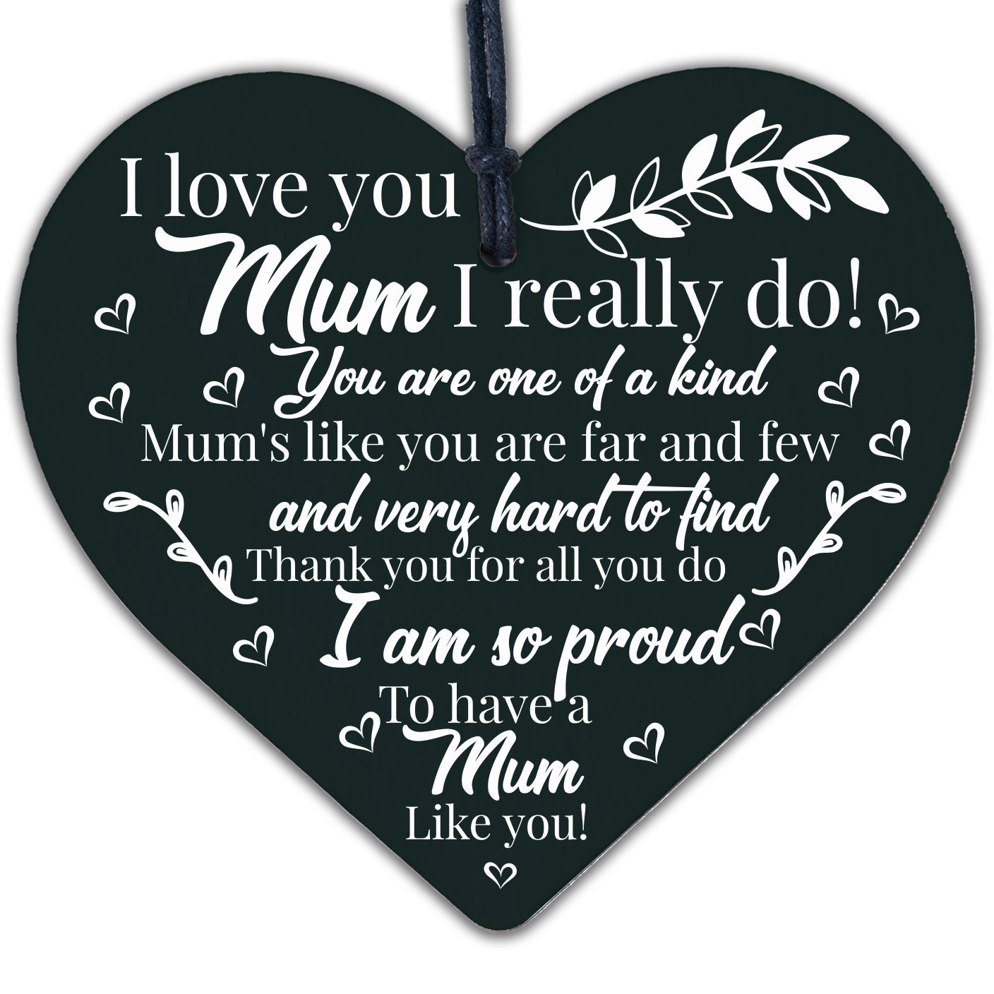 Gift For Mum on Mothers Day Birthday Hanging Heart Thank You Gift From Daughter