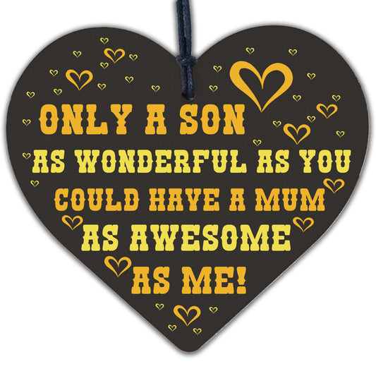 Son Gifts From Mum Novelty Wood Engraved Keyring Funny Birthday Gift For Son