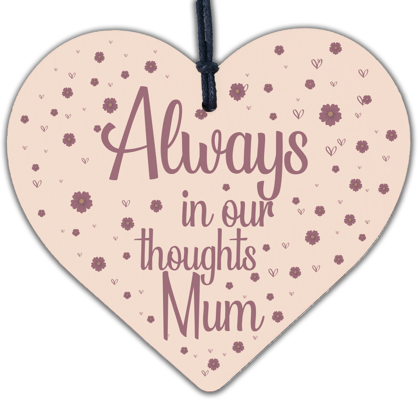 Mum Memorial Christmas Tree Bauble Wooden Hanging Heart Xmas Decoration Sign