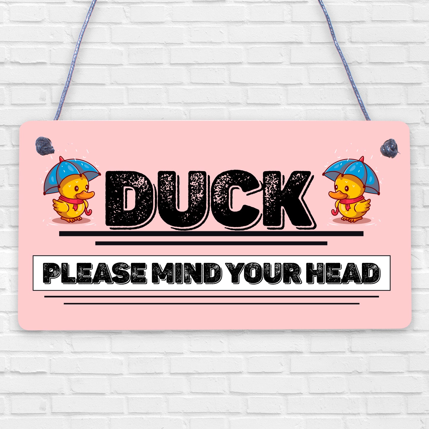 Duck Please Mind Your Head Novelty Door Sign Shabby Chic Wooden Hanging Plaque