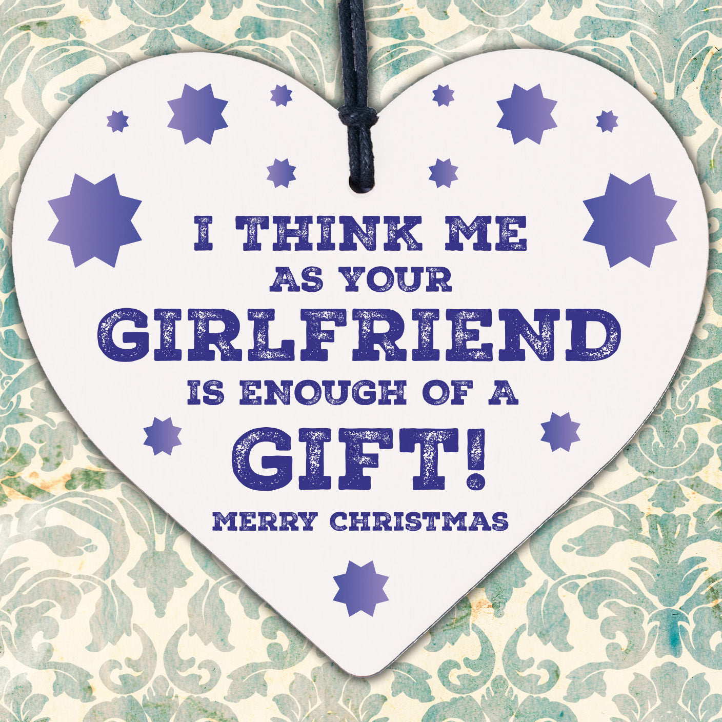 Funny Joke Christmas Gift For Boyfriend Wooden Heart Novelty Gift For Him