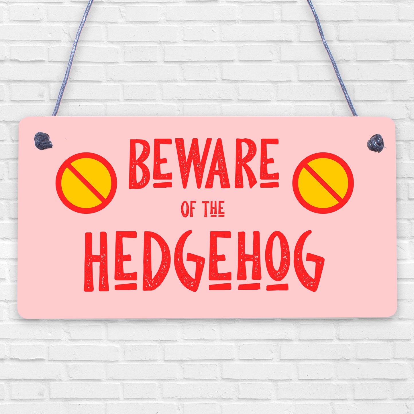 Beware Of The Hedgehog Novelty Wooden Hanging Shabby Chic Plaque Animal Sign