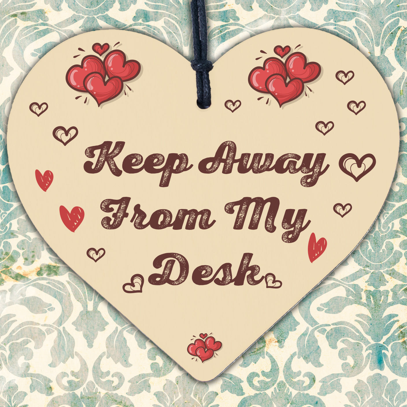 Keep Away From My Desk Novelty Wooden Hanging Heart Plaque Funny Office Sign