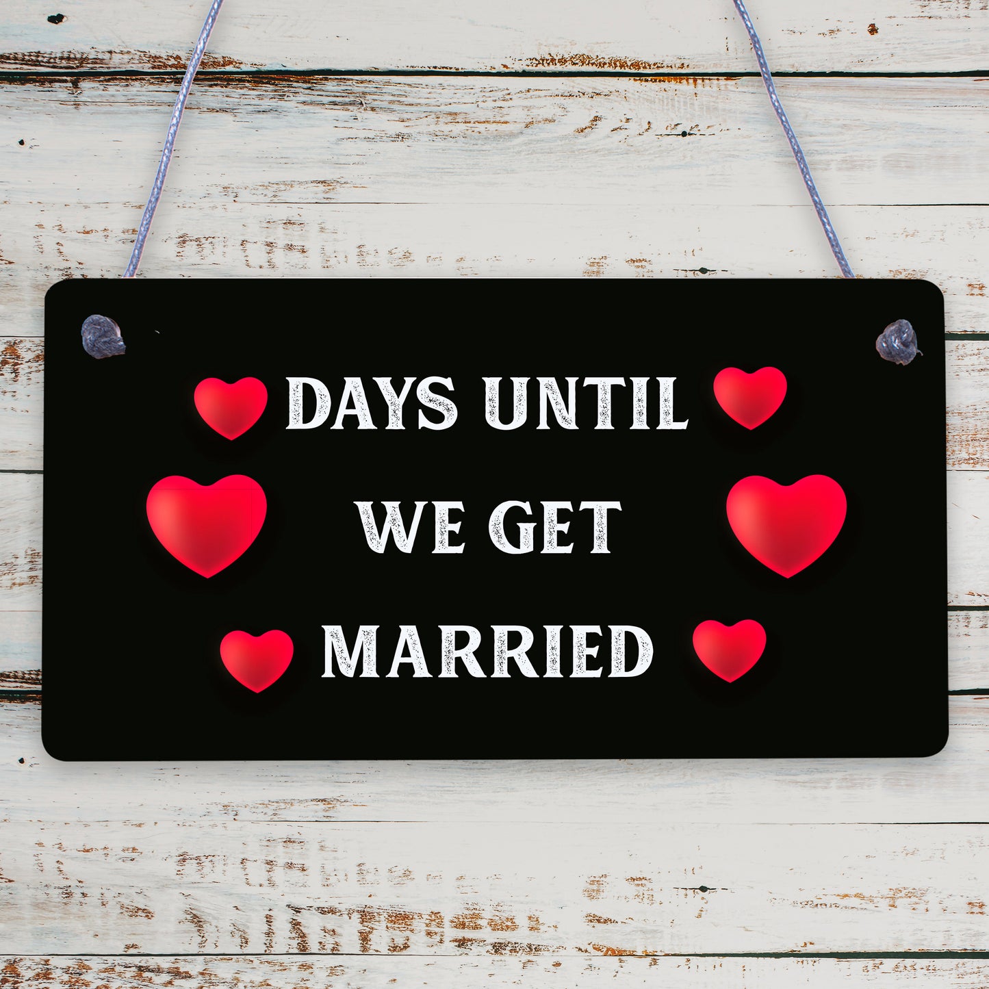 Wedding Countdown Chalkboard Plaque Sign Engagement Gift Fiance Mr &amp; Mrs