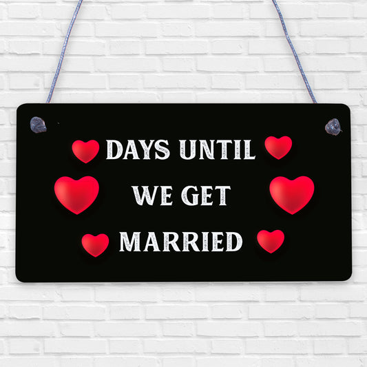 Wedding Countdown Chalkboard Plaque Sign Engagement Gift Fiance Mr &amp; Mrs