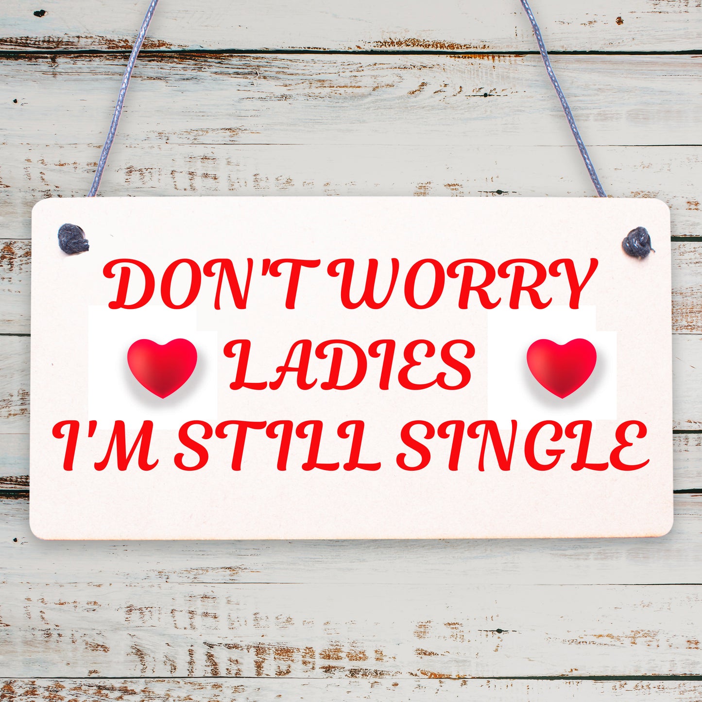 Don't Worry Ladies Still Single Novelty Hanging Wedding Plaque Best Man Gift