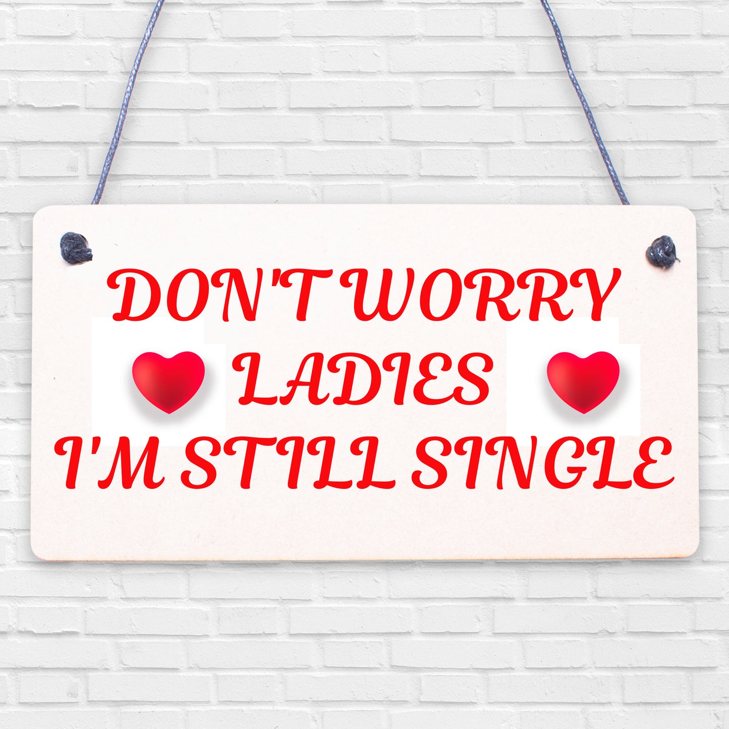 Don't Worry Ladies Still Single Novelty Hanging Wedding Plaque Best Man Gift