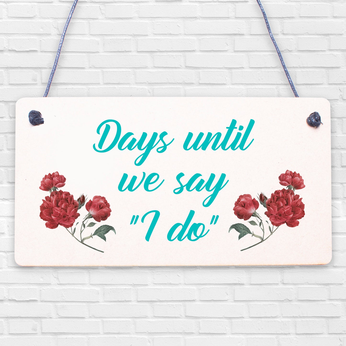 Wedding Countdown I DO Chalkboard Plaque Sign Engagement Gift Fiance Mr &amp; Mrs