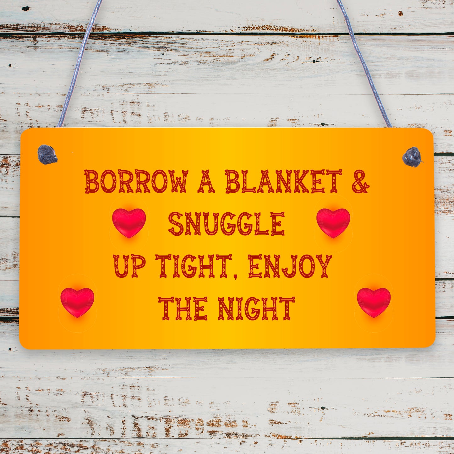 Snuggle Up Tight Enjoy The Night Cute Hanging Wedding Day Plaque Decor Gift Sign