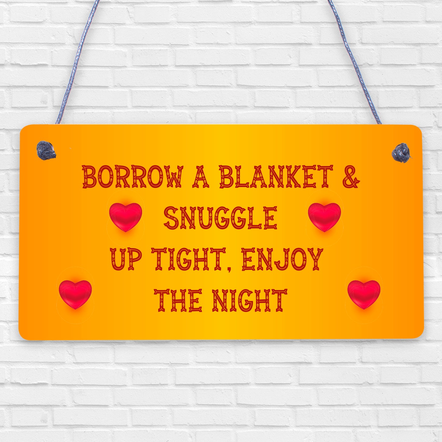 Snuggle Up Tight Enjoy The Night Cute Hanging Wedding Day Plaque Decor Gift Sign