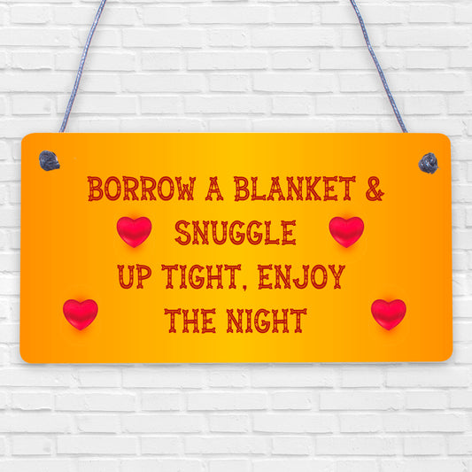 Snuggle Up Tight Enjoy The Night Cute Hanging Wedding Day Plaque Decor Gift Sign