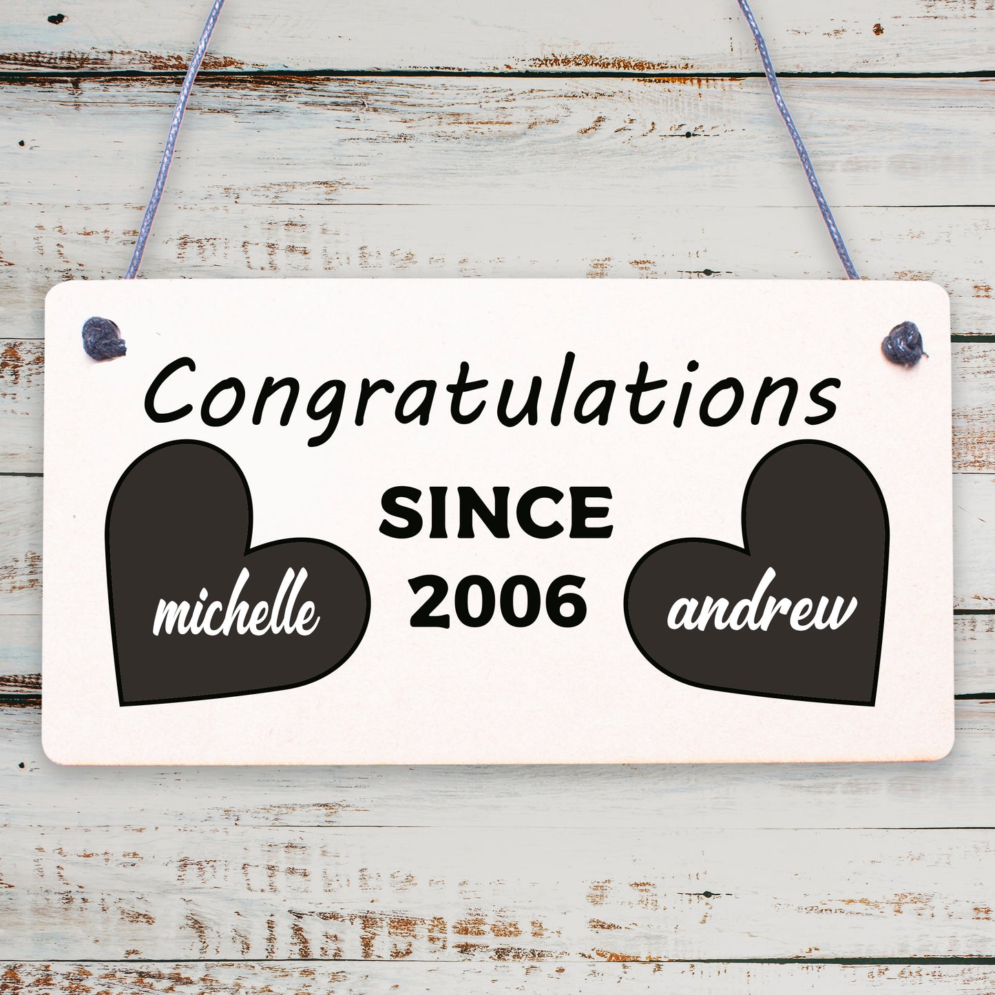 Congratulations Couple Wedding Engagement Gift Hanging Plaque Cute Love Sign