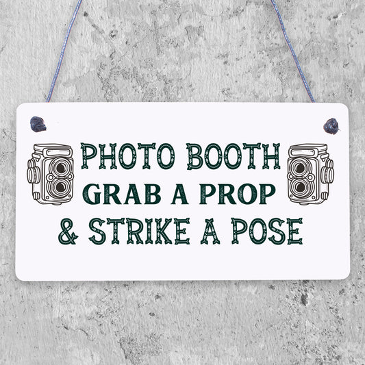 Photo Booth Grab A Prop & Pose Cute Hanging Wedding Day Sign Decoration Plaque