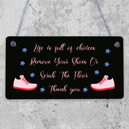 Please Remove Shoes Take off Porch Hanging Door Sign Wooden Heart Plaque Gifts