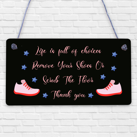 Please Remove Shoes Take off Porch Hanging Door Sign Wooden Heart Plaque Gifts